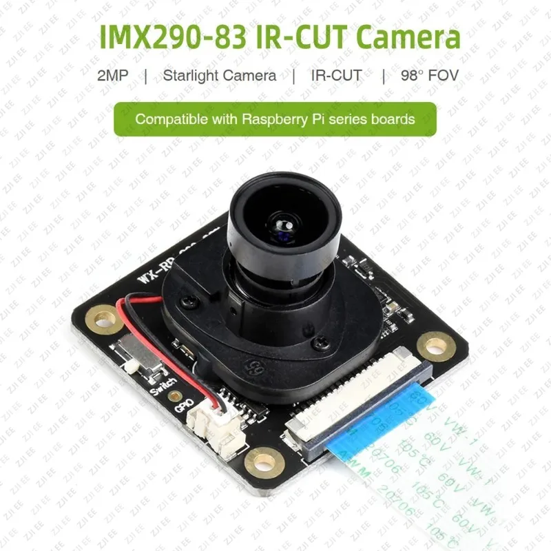 Raspberry Pi IMX290-83 IR-CUT Camera Industrial Starlight Camera Sensor Fixed-Focus 2MP for Raspberry Pi 4B 3B+ 3B Zero CM4 CM3