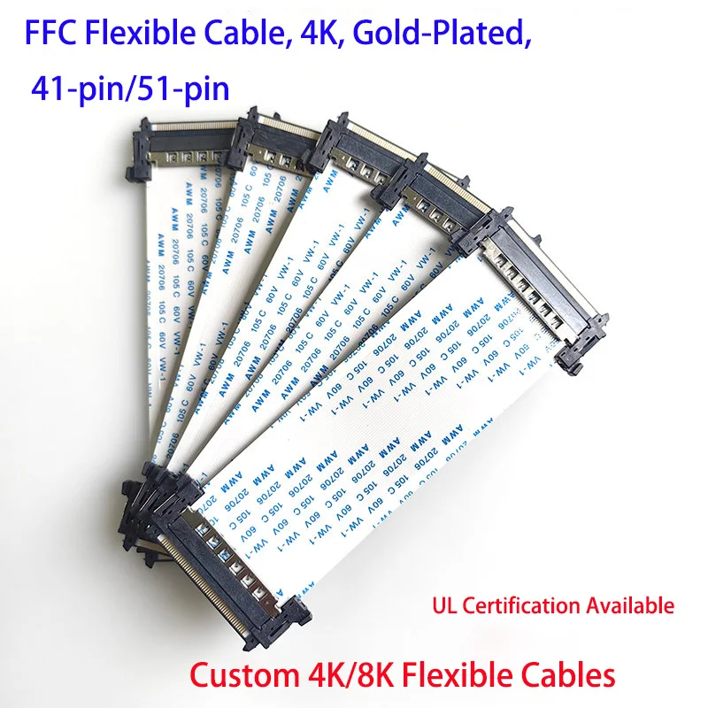 4K LCD TV FFC Flexible Cable V-BYONE Display Cable FIRE51P/41P Pin-to-Pin Reverse JAE51P HD