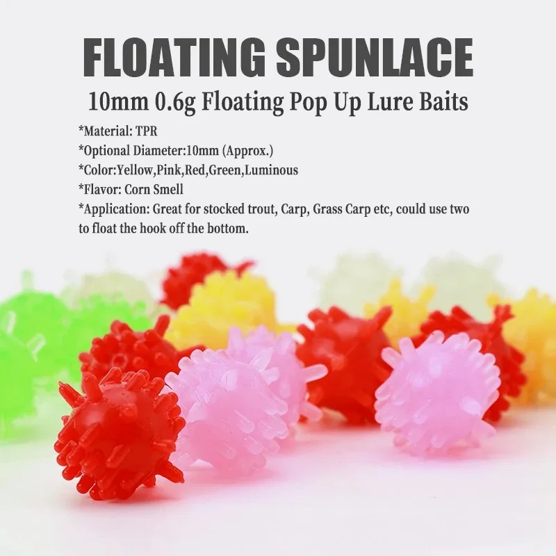 

20pcs 10mm Spiky Pop Up Corn Scent Carp Baits, 20pcs High Elastic Floating Foam Balls for Rig Fishing Method, Luminous Color Ava