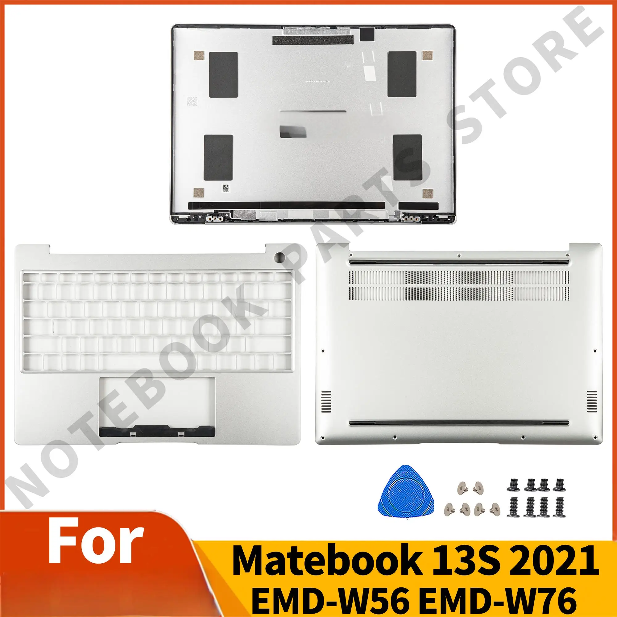 

New Parts For Matebook 13S EMD-W56 EMD-W76 13.4 Inch 2021 Laptop LCD Back Cover Palmrest Bottom Notebook Case Replace