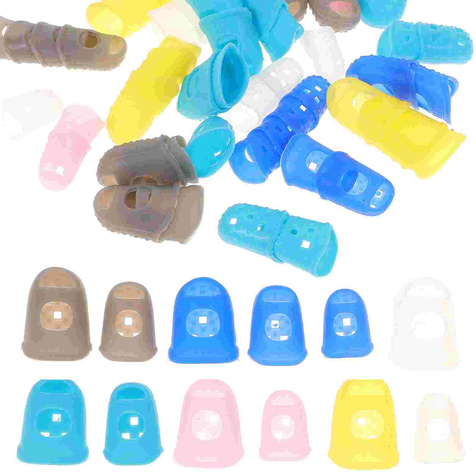 

50 Pcs Guitar Finger Cots Caps for Silicone Practical Fingertip Cover Playing Sleeves Protector