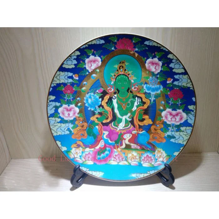 

Tibetan Buddhism HOME family Efficacious Bless Decorative buddha Coloured drawing Green Tara Guanyin Buddha Porcelain statue