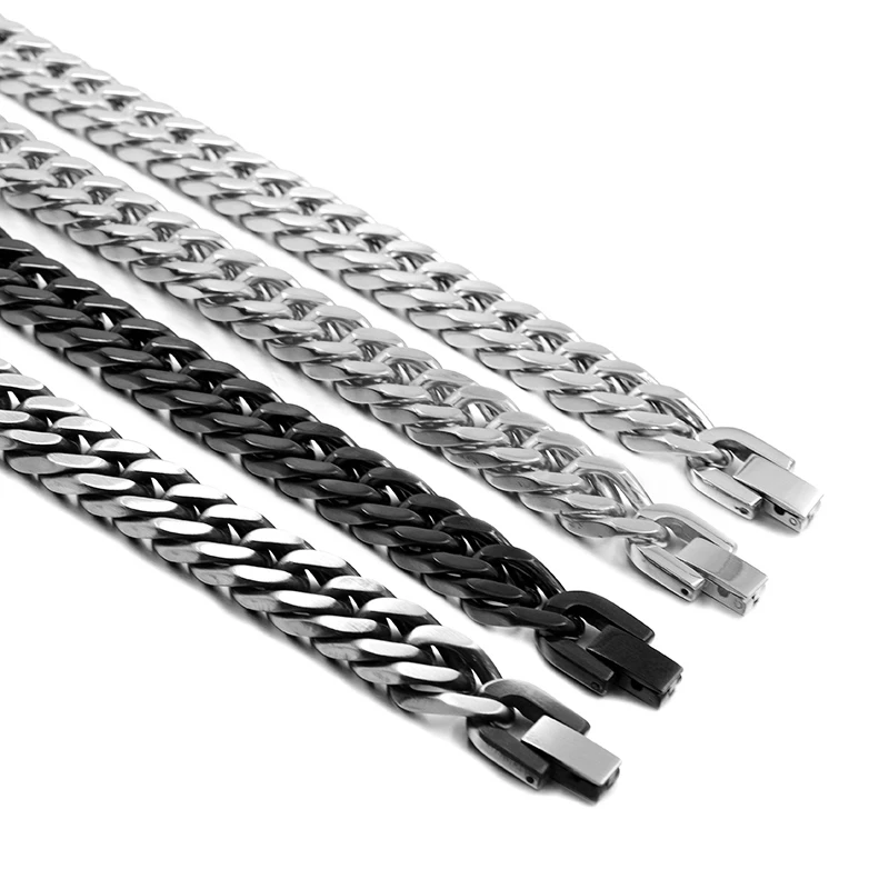GOKADIMA Stainless Steel Cuban Bracelet for Men Punk Hand Chain Male Jewelry Accessories Gift,6mm/8mm/10mm Wide Silver Color
