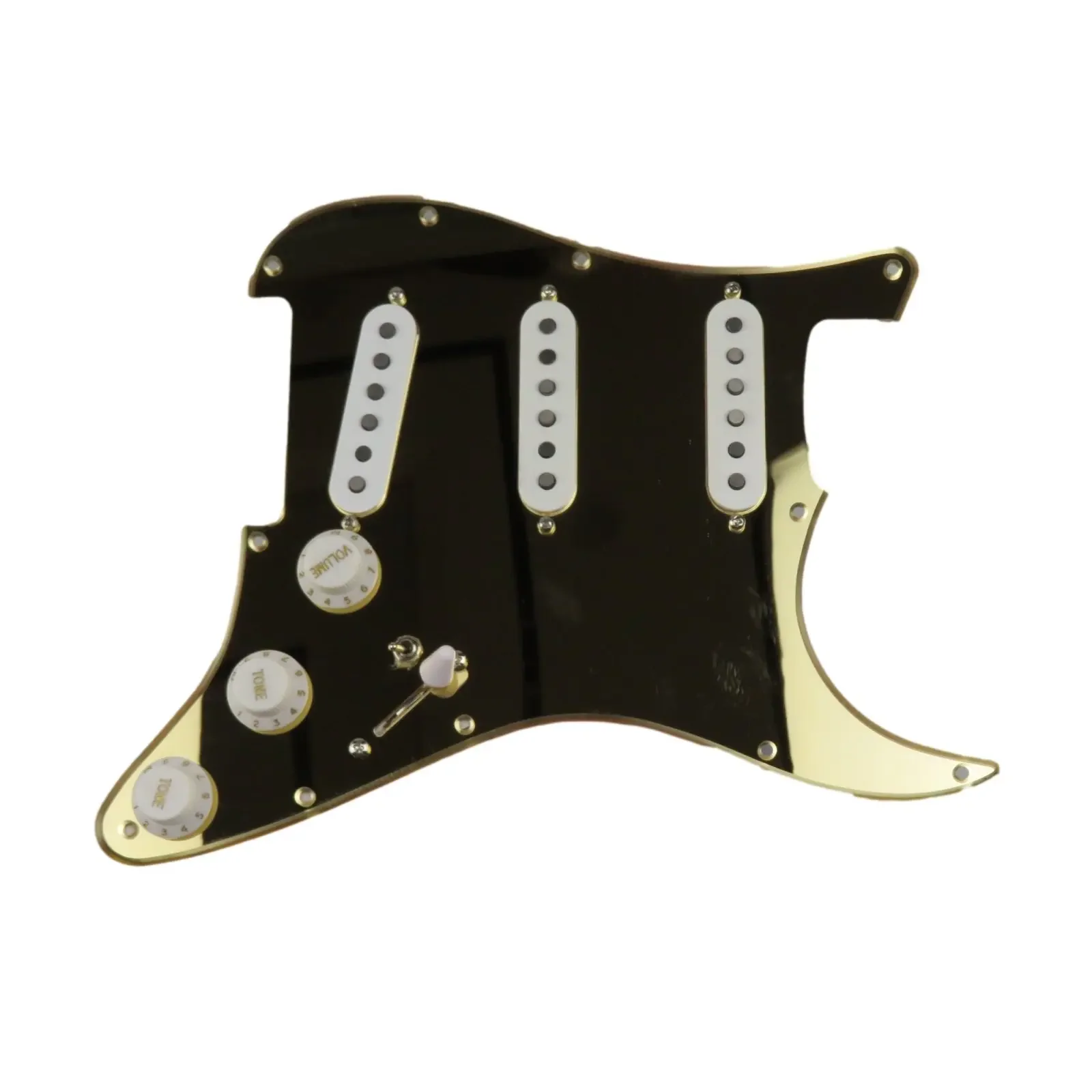 

Guitar Pickups SSS 60s Style single coils Alnico 5 Pickups 7-Way Loaded Prewired Golden mirror Pickguard