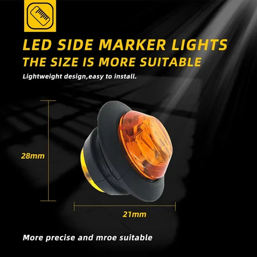 Imagen 2 del producto Luz LED de posición lateral redonda 10/20x, 24V, indicadores de posición lateral para remolque de camión, luz de liquidación, luz trasera de freno de coche