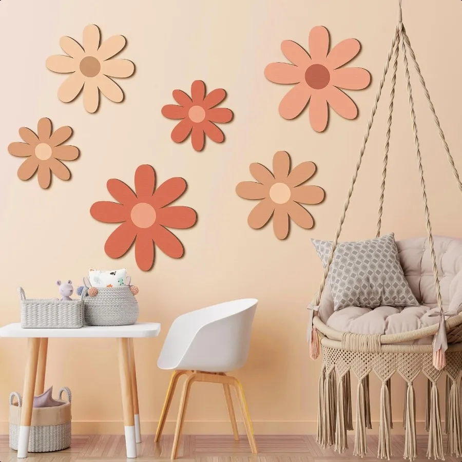

Thyle 6 Pcs Daisy Wall Decor Wooden Daisy Wall Art Flowers Wall Signs Hanging Plaque for Home ry Bedroom Farmhouse Bathroom Dec