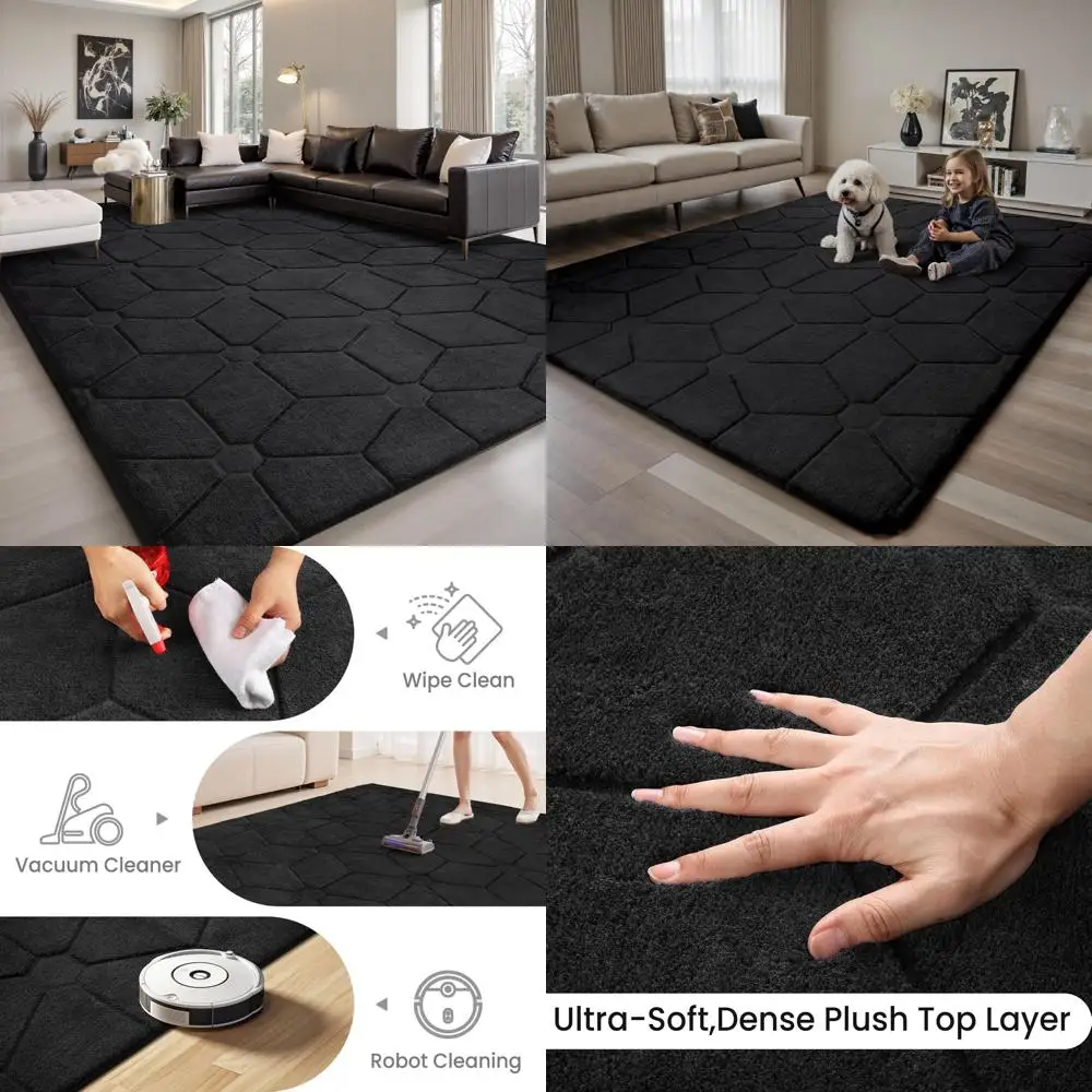 

Luxury Soft Grey 8x10 Area Rug for Living Spaces, Plush Bedroom Rugs, Easy Machine Washable, Non-Slip Design