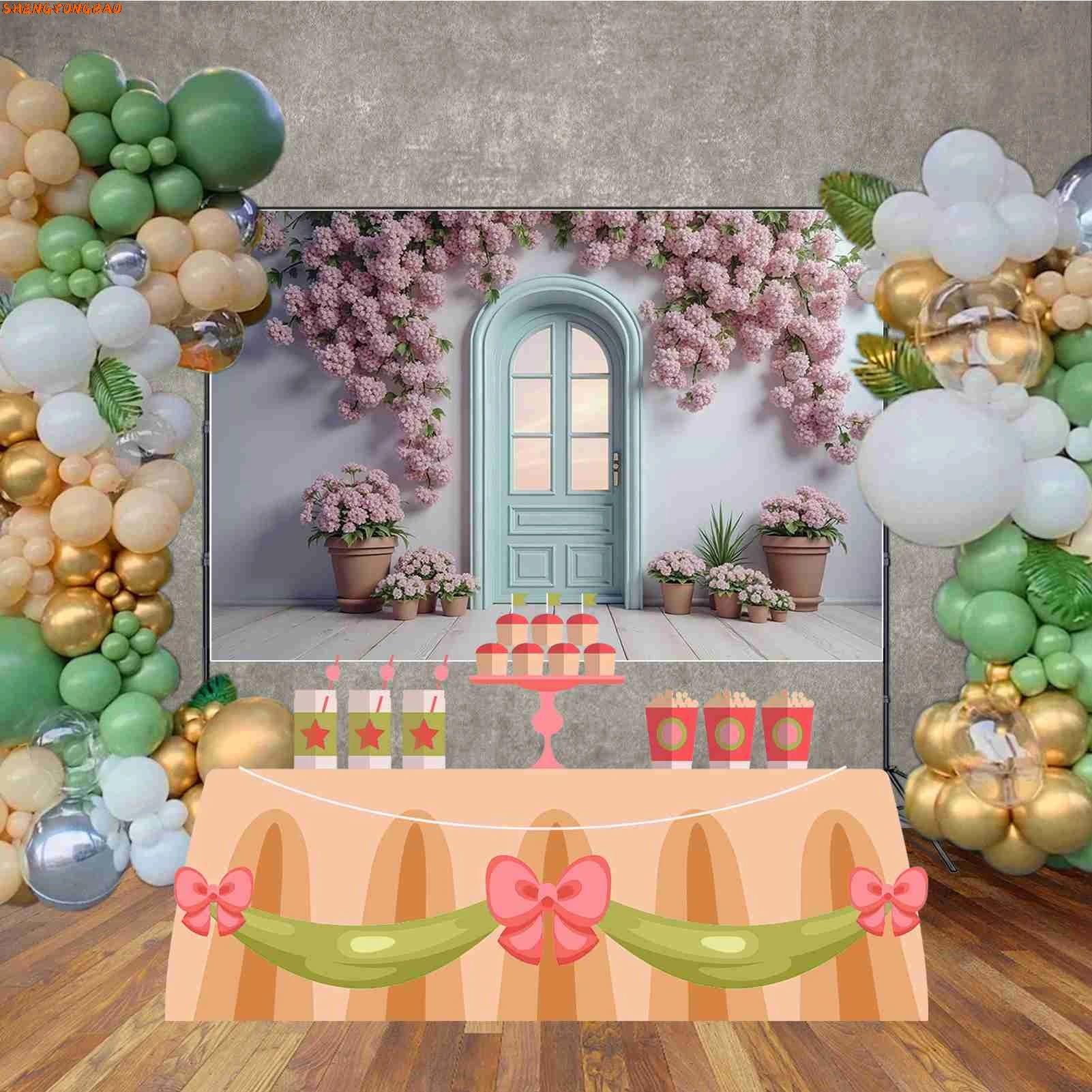 Wisteria Hanging Flowers Birthday Wedding Decoration Background Flower Balloon Curtain Arch Photography Studio Backdrop