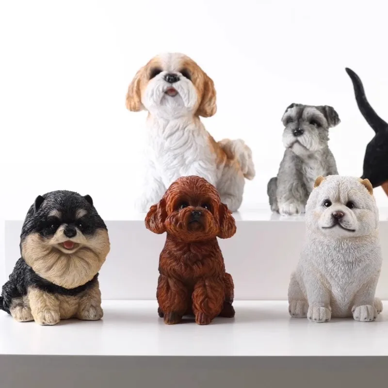 

Creative resin dog figurines simulation Poodle dog beagle Schnauzer Chow Chow Pomeranian home decor puppy ornament