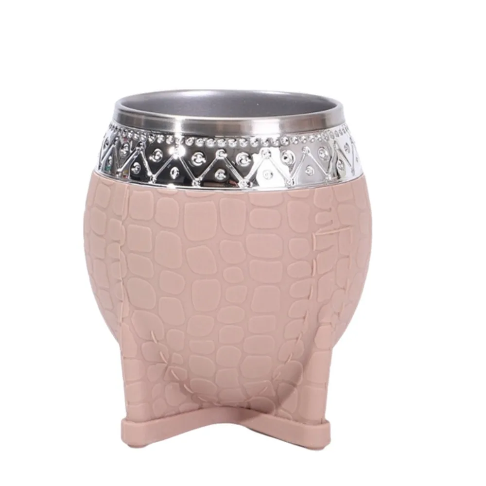 

Household 180 ML Stainless Steel Double Wall Cup Flat Bottomed Rust-proof Eggshell Cup Tortoiseshell Pattern Mate Cup Tea