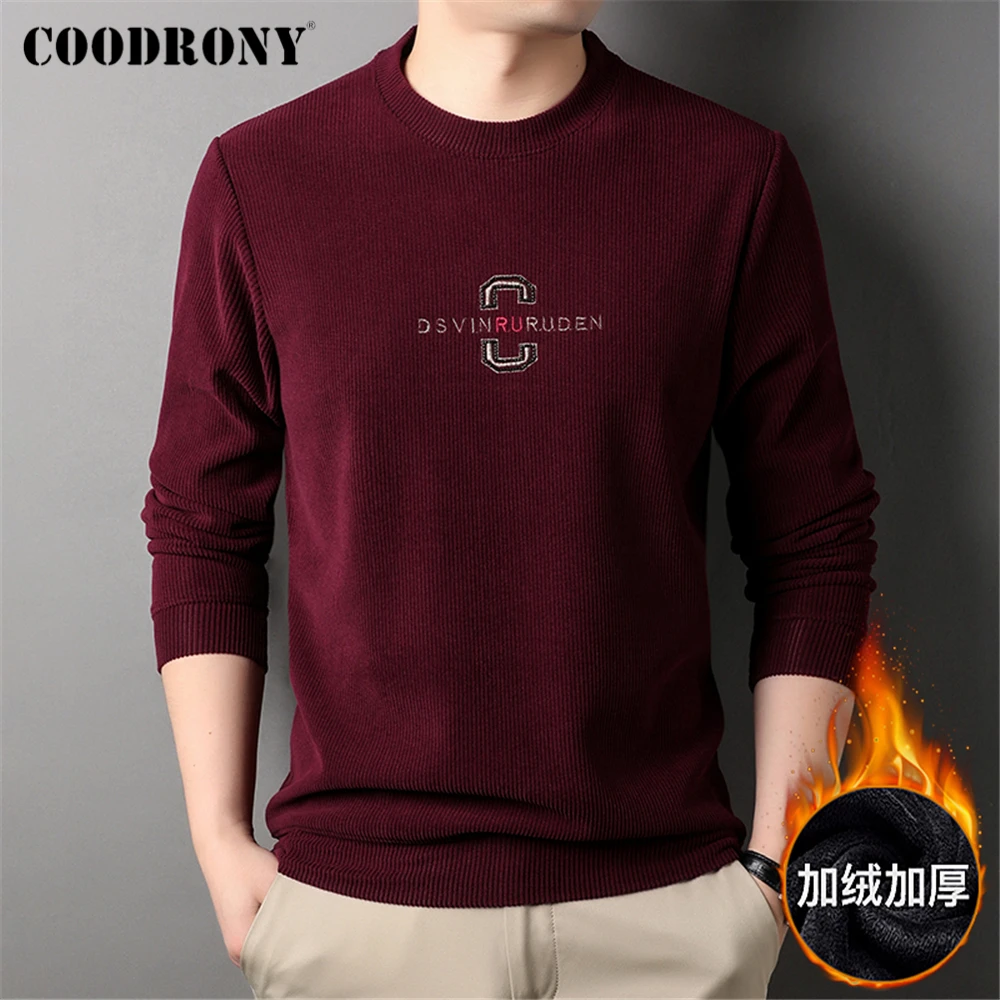 

COODRONY Brand O-Neck Fleece Knitted Sweater Men Clothing Autumn Winter New Arrival Classic Casual Warm Pullover Jersey Z1184