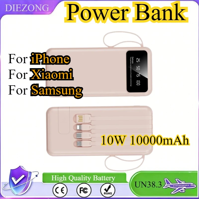 

10W 10000mAh Portable Power Bank Fast Charging For iPhone For Xiaomi For Samsung With USB Type C / Lightning / Micro USB