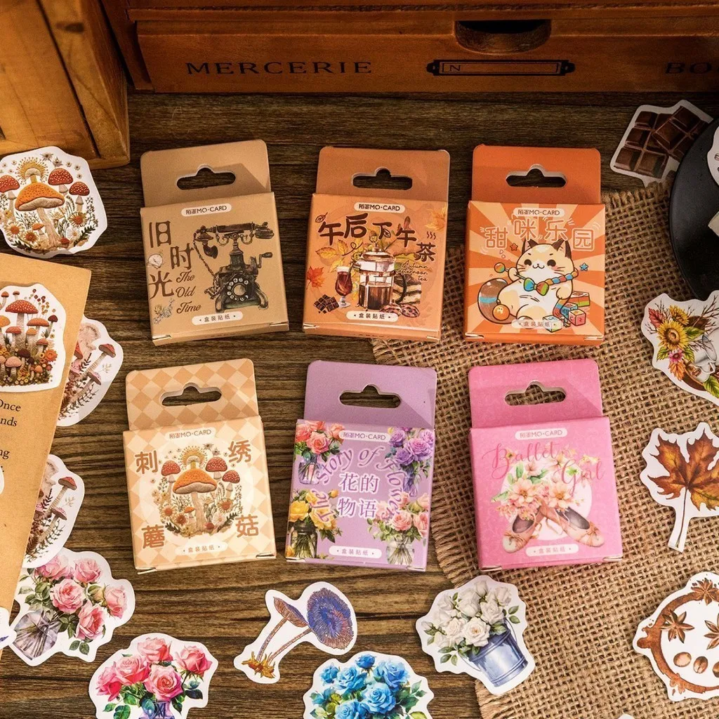 45 Pcs/box Mini Size Scrapbooks Stickers Decals DIY Decoration Flowers Plants Animals Sticker for Scrapbooking Notebook Album