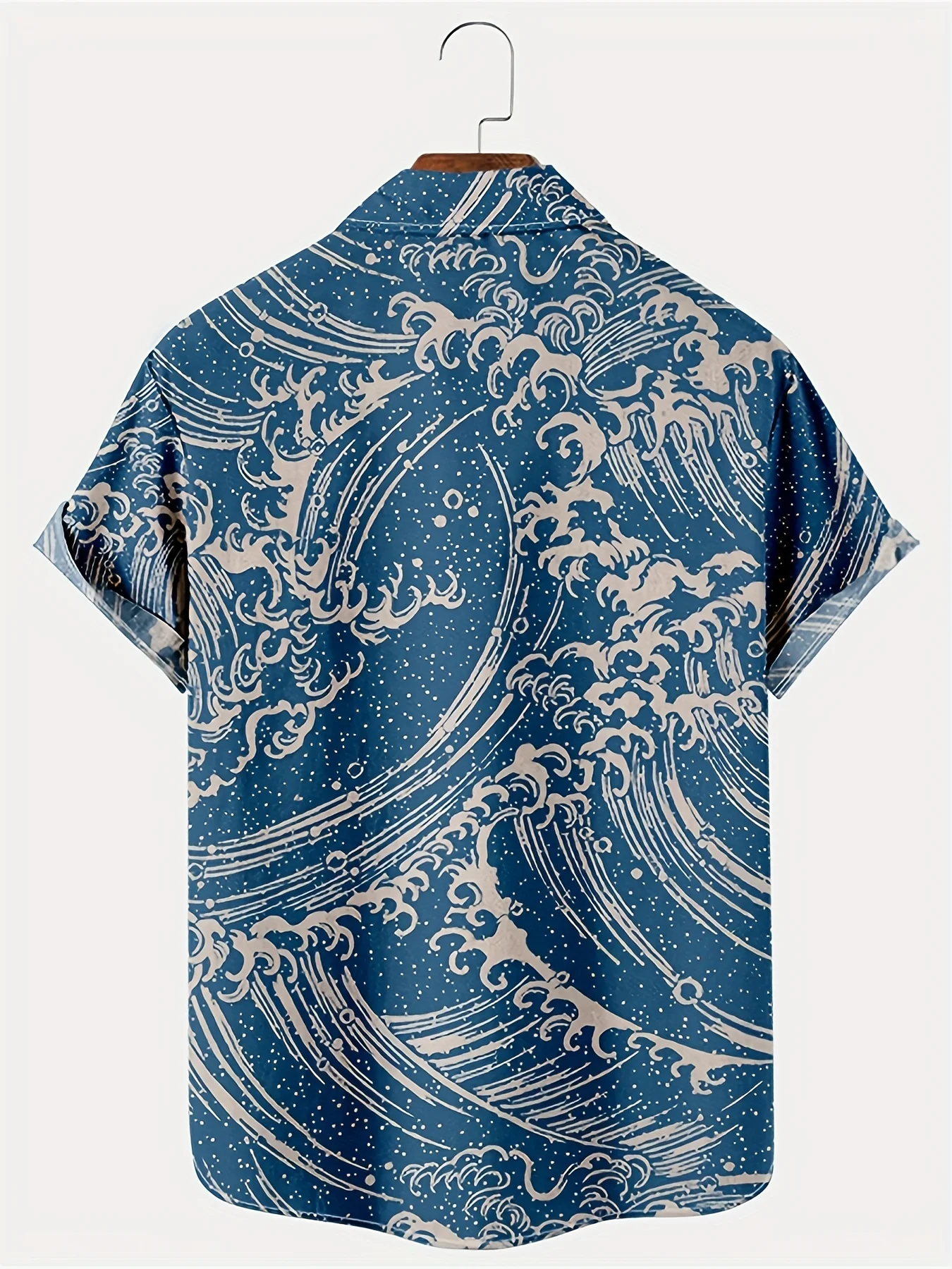 Men's Summer Casual Short Sleeve Button- Shirt Japanese Ukiyo-e Men Lapel Oriental Style Mens Vacation Outfits