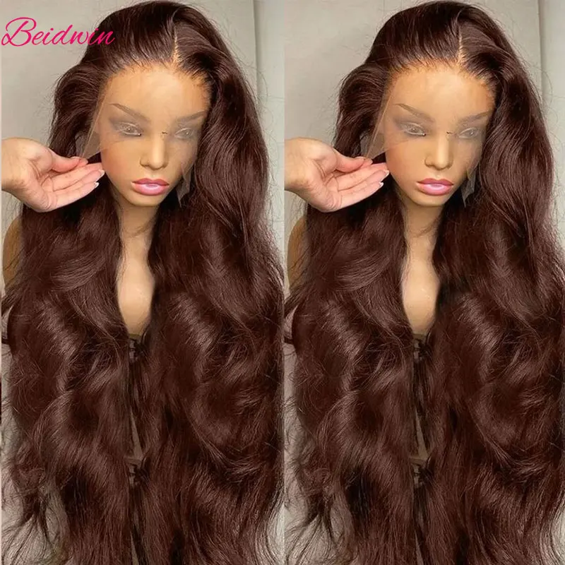 

180 Density #4 Chocolate Brown Body Wave Wigs Human Hair 13x4 Lace Front Human Hair Wig For Women Pre Plucked Colored Lace Wigs