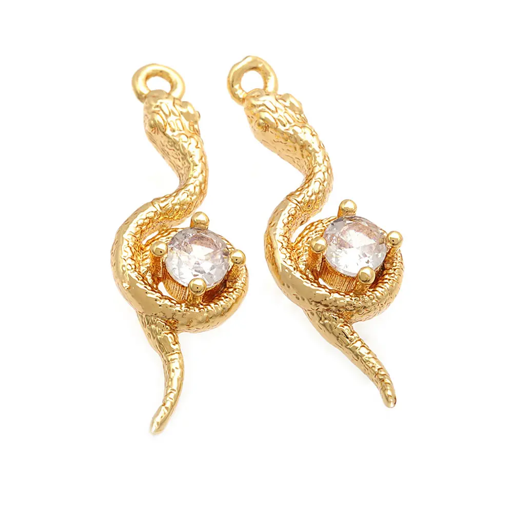 18K Gold Color Brass Zircon Snake Charms Pendants High Quality Necklace Earrings Jewelry Accessories Rosediy official-website