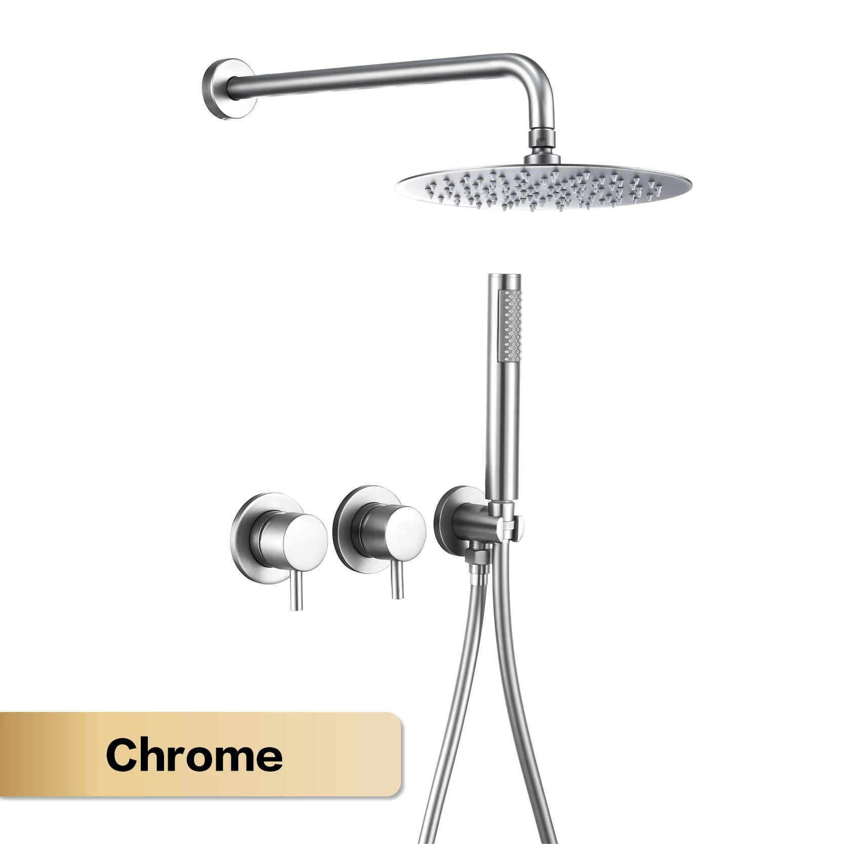 2-Function Rain&Handheld Showerhead，Minimalist gun grey brass embedded shower system for Bathroom Hot/Cold Water Wall Mounted