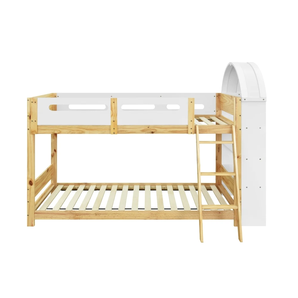 Kinder-Etagenbett mit 3-stufigem Regal, 3-stufiger Leiter und Sicherheitsgitter – stabile Lattenrostkonstruktion, geeignet für Kinderzimmer (ohne Matratze). – Detail 14