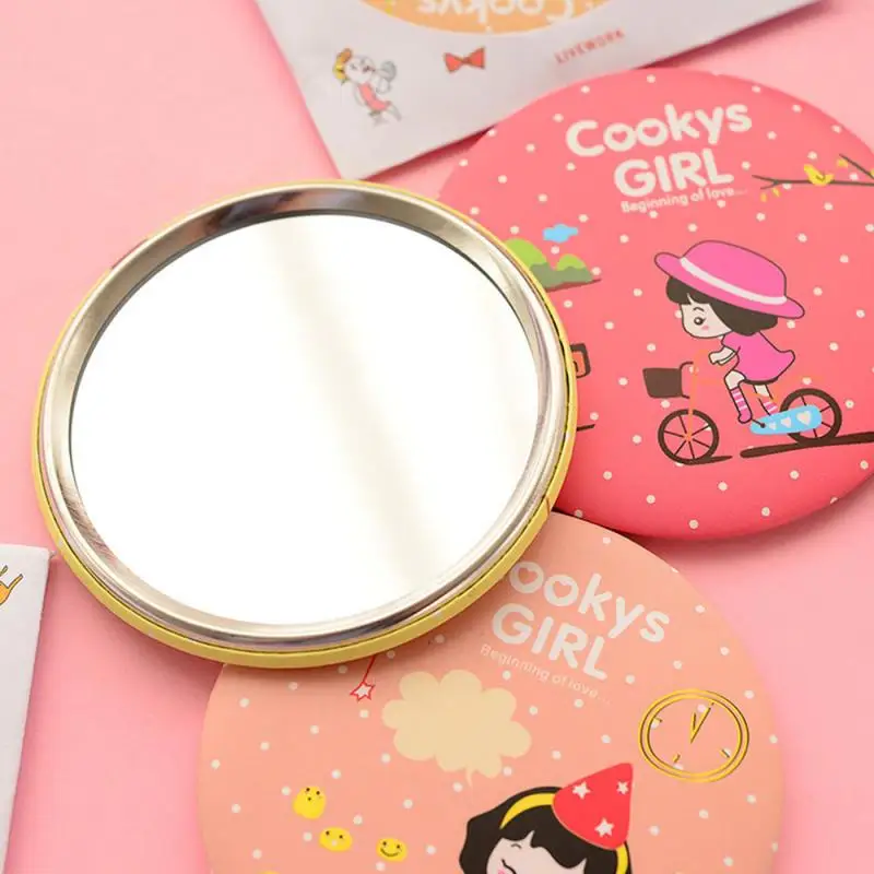 TSHOU887 Fashion Lady Portable Makeup Mirror Cartoon Pattern Portable Compact Pocket Cosmetic Mirror Mini Cute Creative Mirror