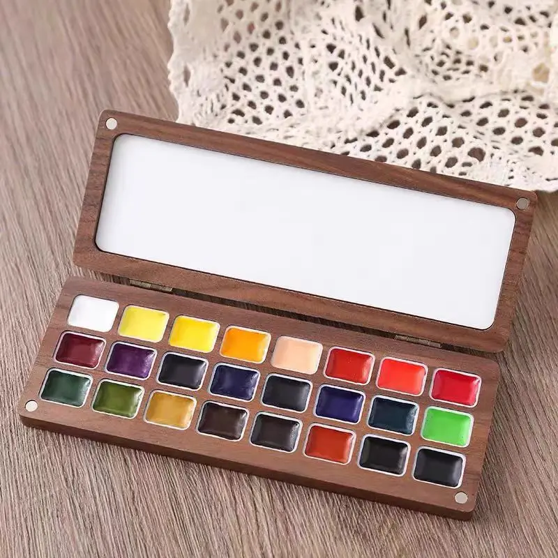 

Empty Portable Watercolor Palette 24 Colors 1ML Wooden Watercolor Box Paint Tray Artist Travel Aquarelas Painting Art Supplies