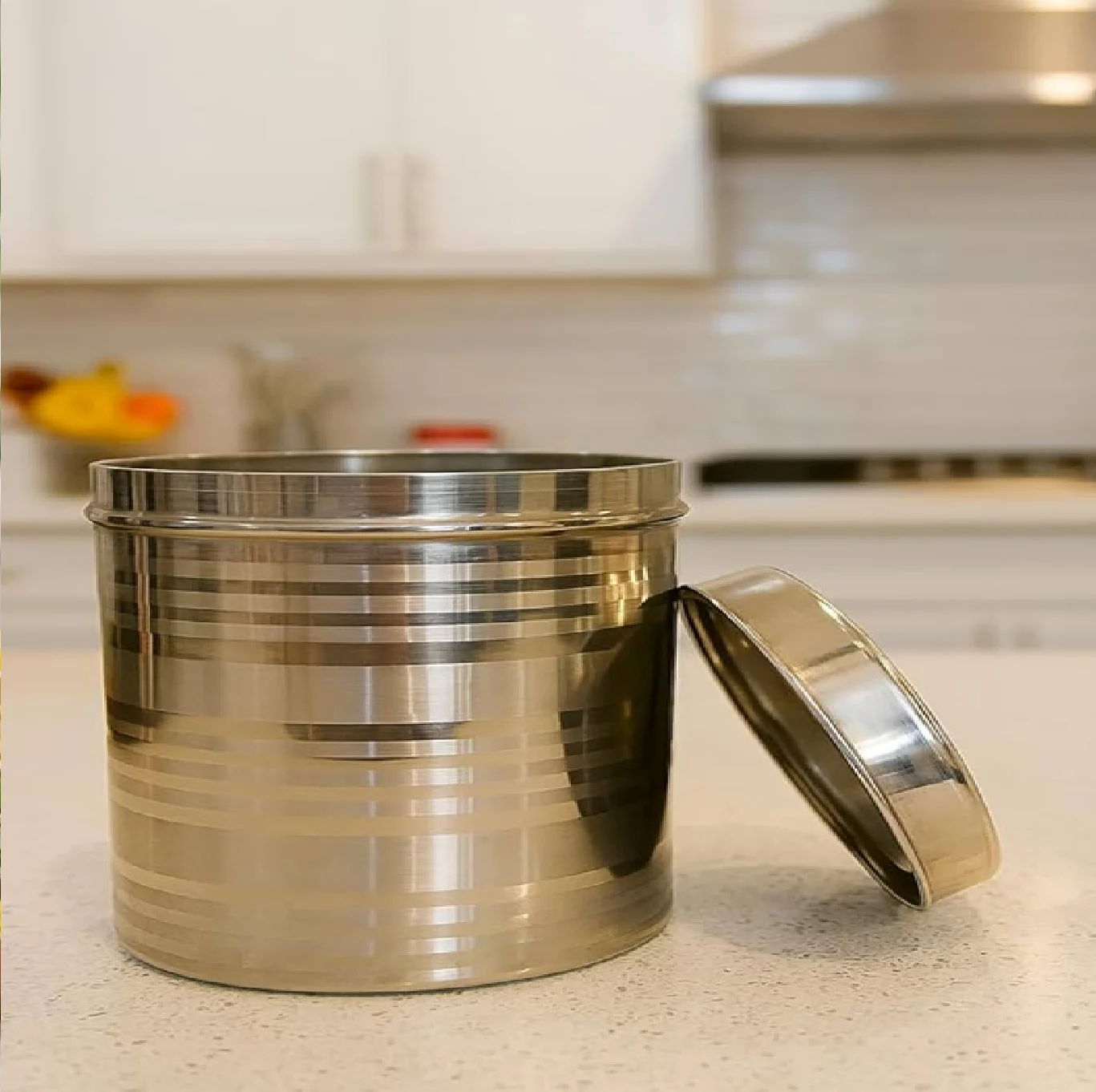 Chic off-white brass copper steel kitchen storage tank set, moisture-proof and fresh-keeping