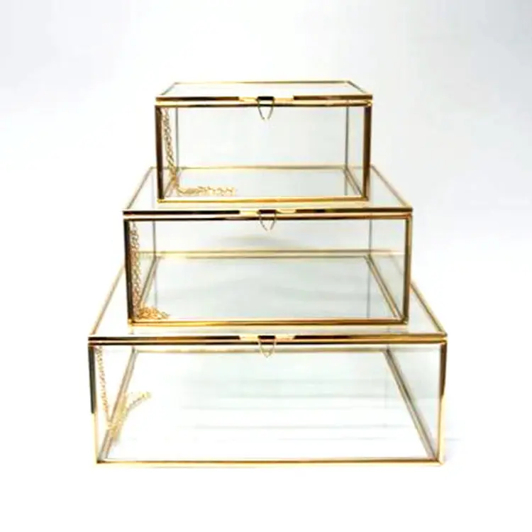 

Nordic Jewelry Box Glass Storage Box Retro Style Dressing Table Tissue Box Finishing Collection Nail Shop Display Cover