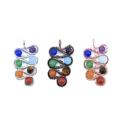 Natural Stone Pendant 7 Chakra Grape Shape Rose Gold Slive Copper Color For Jewelry Making Charm Necklace Accessories