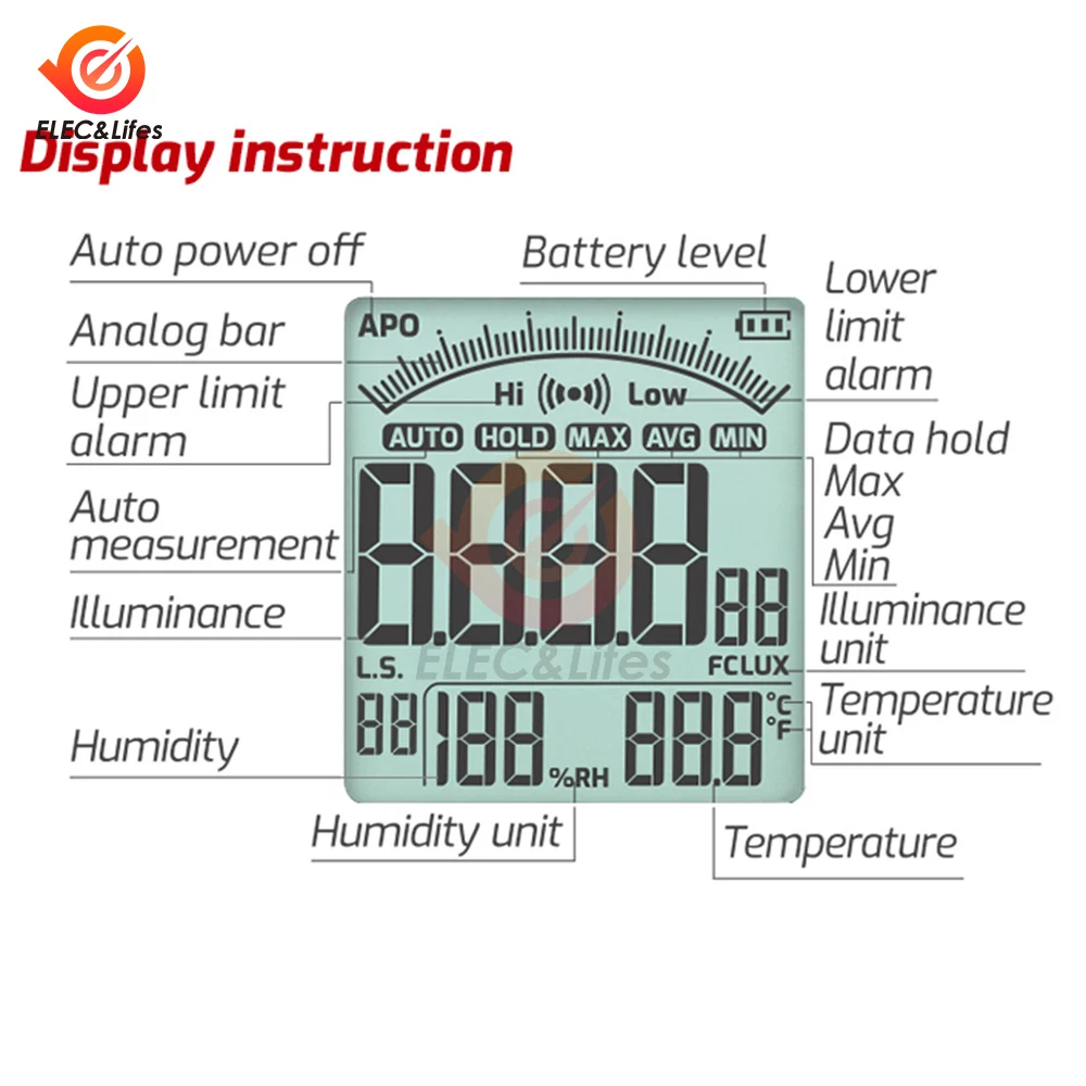 TA631A/B Didital Light Meter Photography Luxmeter 200000 300000LUX Illuminometer Lux/FC Measure Photometer Enviromental Tester