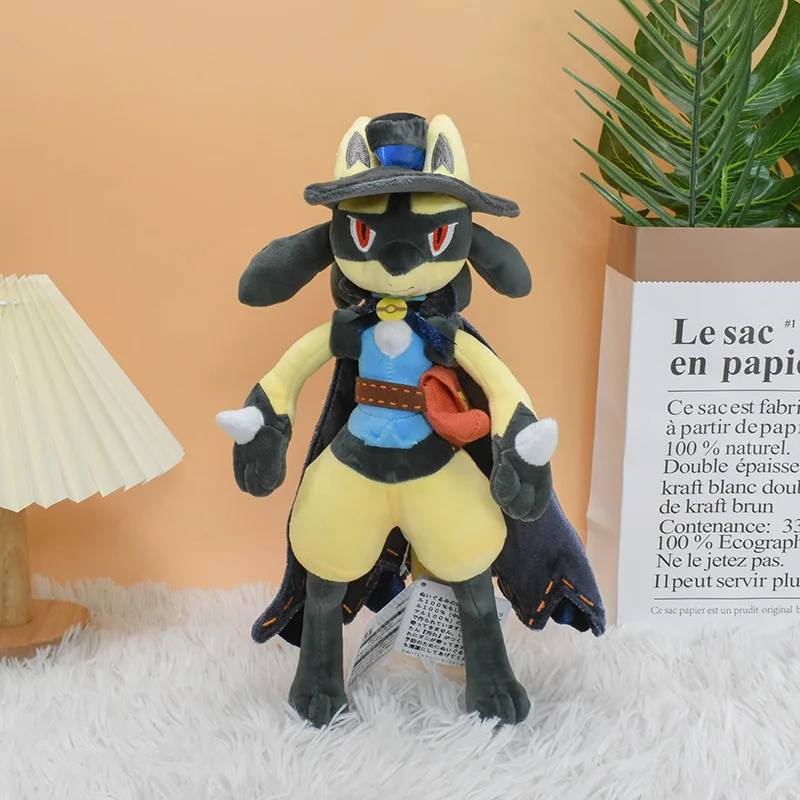 Pokemon Lucario Riolu Plush Toy Shiny Yellow Lucario Soft Stuffed Doll Super Mega Lucario Evolution Version Halloween Xmas Gifts