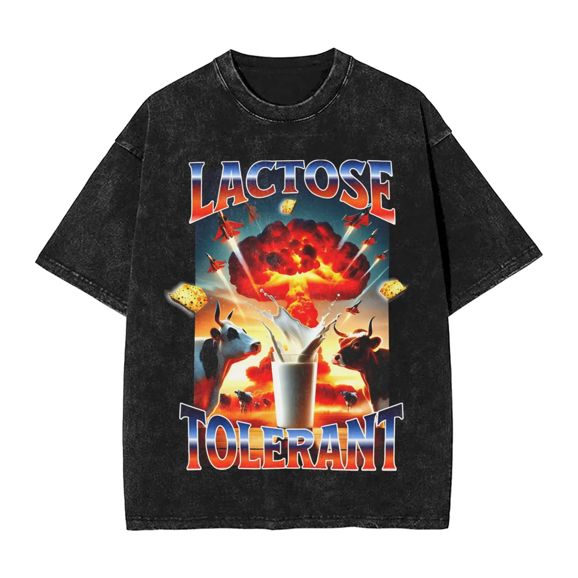 Amazing Lactoses Tolerants Funny Pro Dairy in Vintage 90s Bootleg Style T-Shirts for Men Cotton T Shirts Short Sleeve Tee Shirt