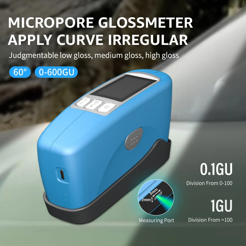 

【2*3mm 】Gloss Meter For Curve Irregular 60 Angle Surface Glossmeter 0-600GU Type-C Charging