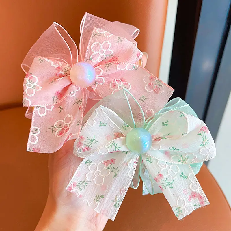 Cute and fashionable printed Western style bow hair clip for girls, beautiful summer pillows and headpieces