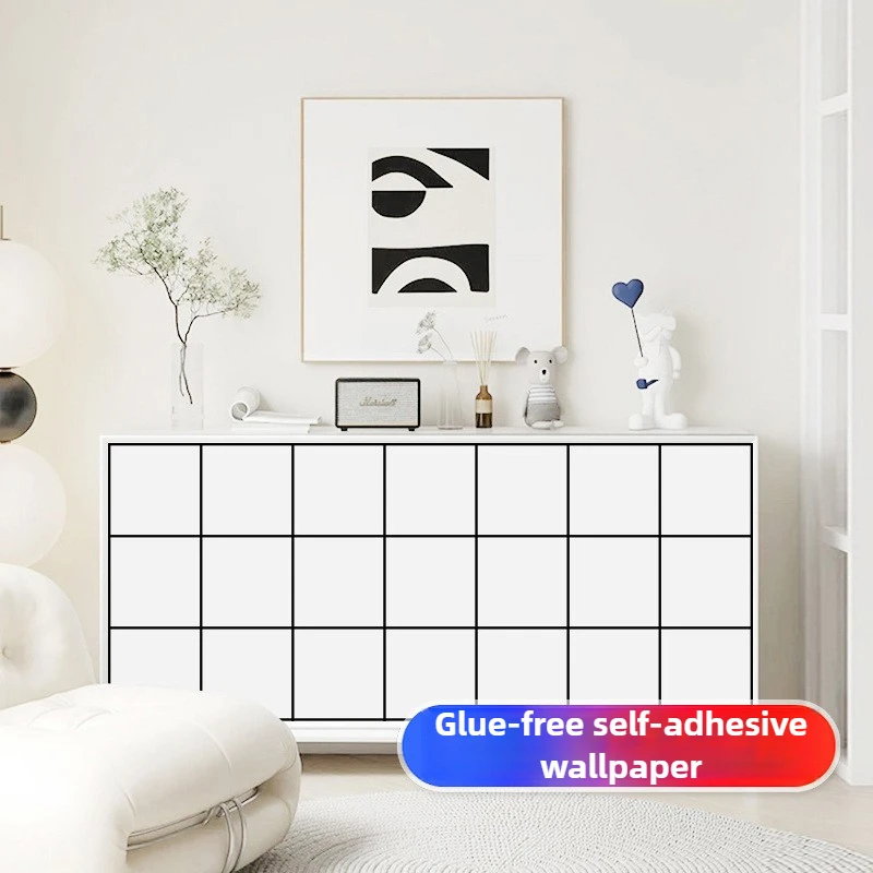 Large Roll 53cmx9.5m PVC Grid Sticker Self-Adhesive for Old Furniture Makeover Cabinet Wardrobe Glass Door DIY Peel Stick Rental