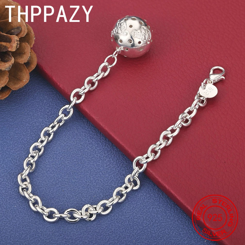 

THPPAZY 925 Sterling Silver Hollow Out Ball Bracelet Fashion Trendy Niche Jewelry For Birthday Wedding Party Men Simple Gifts