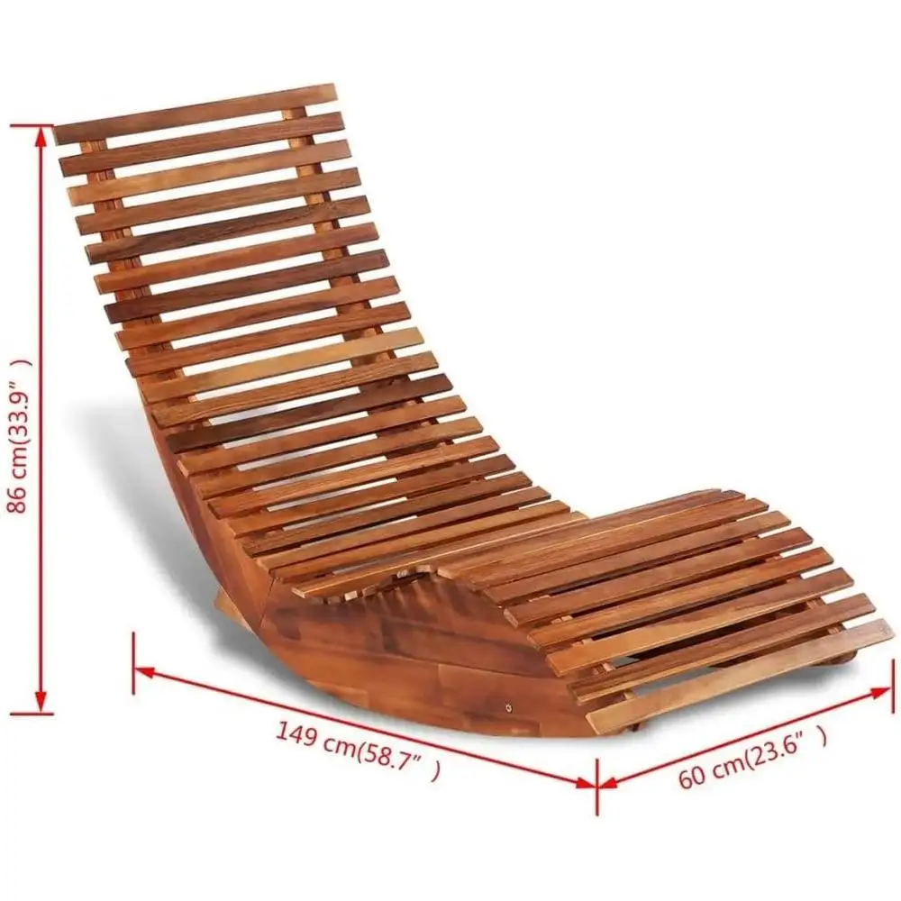 Tumbona mecedora de madera de Acacia, silla de exterior, muebles de jardín y Patio, asiento de relajación de entrega rápida, ocio, 1 pieza 42652