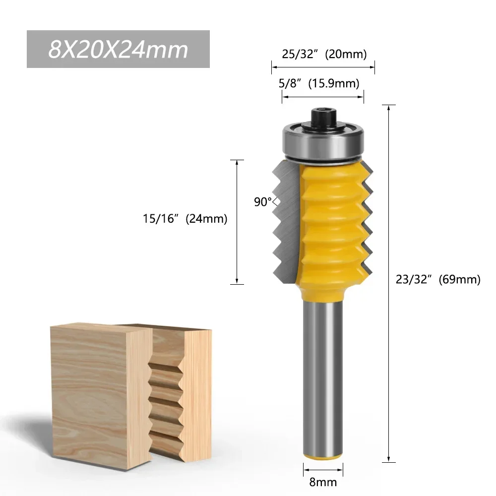 8mm Shank Finger Joint Glue Milling Cutter Raised panel V joint Router Bits for Wood Tenon Woodwork Cone Tenoning