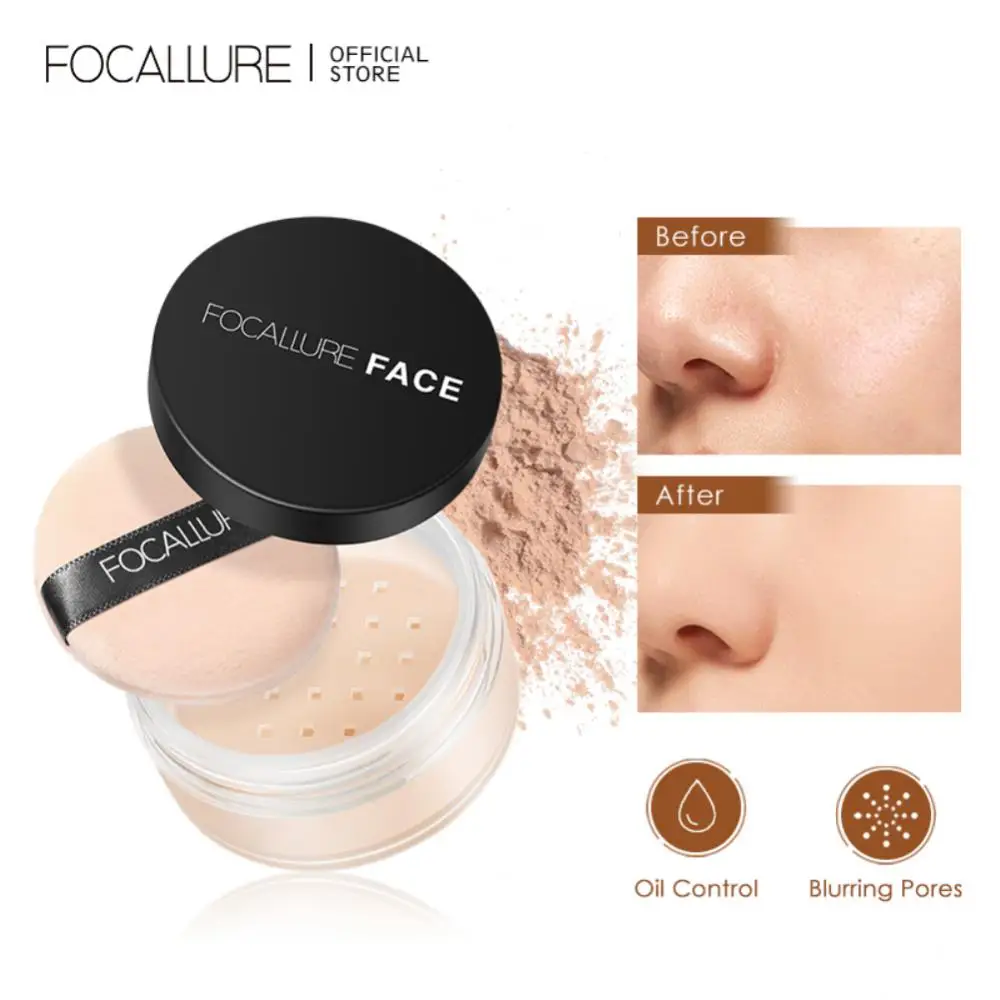 FOCALLURE Face Loose Powder Waterproof Delicate Refreshing Skin Finish Oil Control Long Lasting Mineral Powder Face Makeup TSLM1