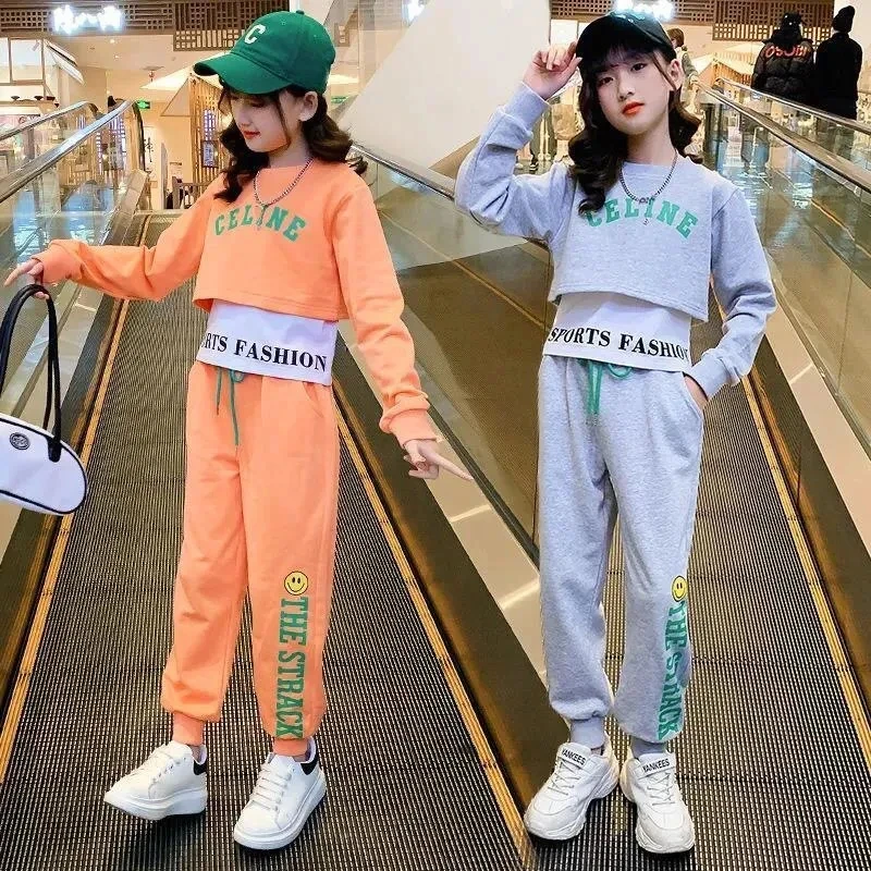 

Girl Casual Set 2Pcs Set Spring Autumn Toddler Girls Cotton Fashion T-shirts+Pants Students Tracksuit Boutique Girls Clothes