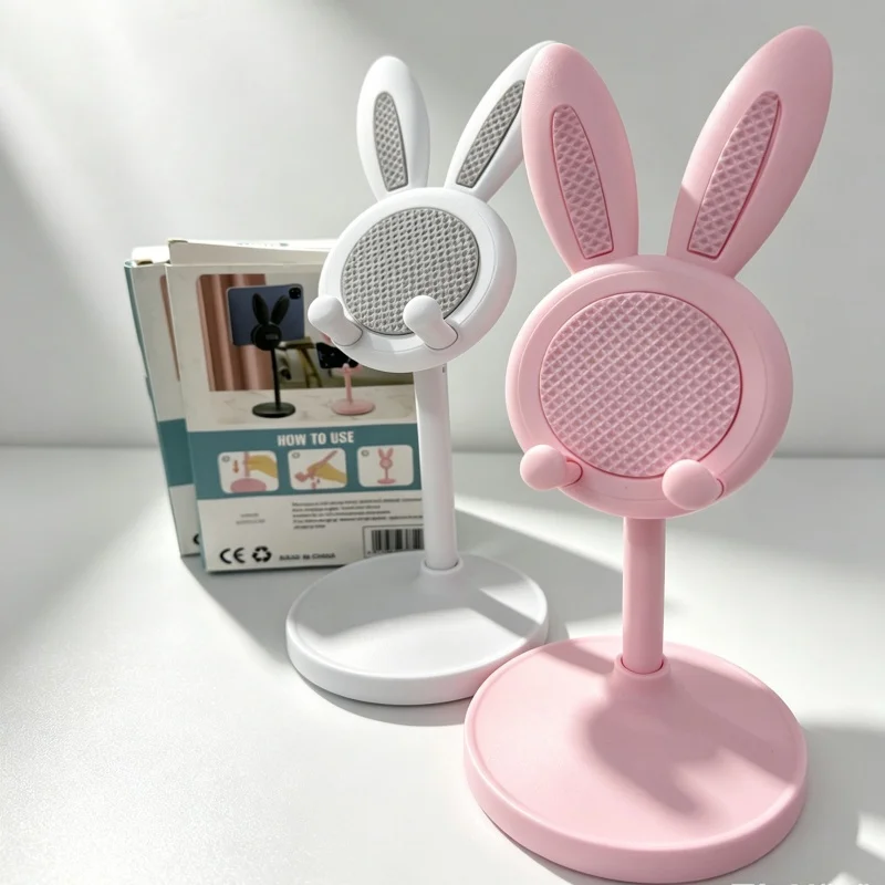 Cute Bunny Phone Stand Adjustable Desk Phone Holder Anti-Slip Portable With Phone Kindle IPad Switch Bedroom Desktop Bracket view 5