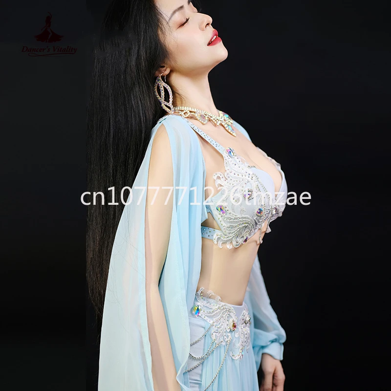 

Oriental Dance Suit Bra Long Sleeve 3 Pieces Customized Adult Belly Dance Pop Songs Suit