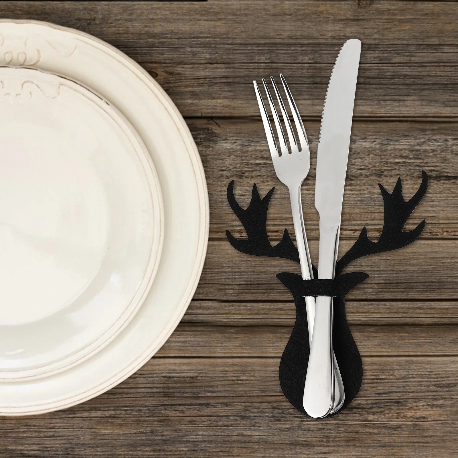 

8Pcs Elk Head Cutlery Cover Christmas Tableware Bag Premium Non-Woven Fabric Portable Dinner Party Decoration Festive Xmas