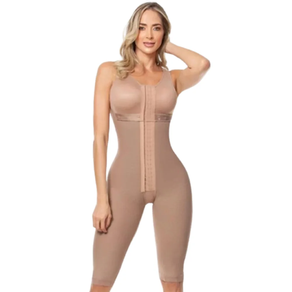 Fajas Colombianas alta compressão completa corpo Shapewear, peito envoltório macacão sem mangas para pós-parto, emagrecimento bainha barriga