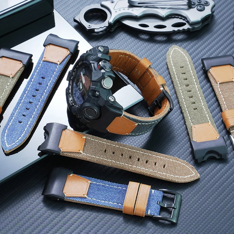 

Ремешок для часов Casio Big Mud King GWG-B1000 третьего поколения, спортивный, из нейлонового полотна с основой из натуральной кожи, для мужчин.
