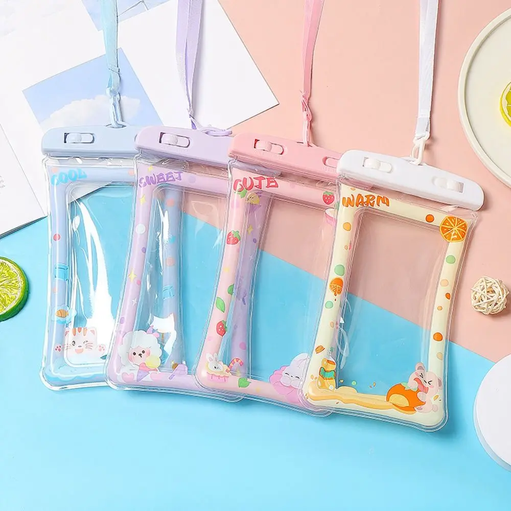 

Cartoon Waterproof Phone Case Thick Strap Mobile Phone Pouch Bag Mobile Phone Waterproof Bag Screen Rainproof Bag Transparent