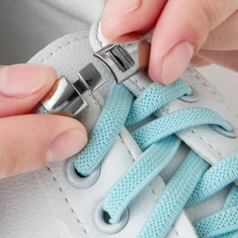 Elastische Schnürsenkel ohne Binden, Schnürsenkel mit Verriegelungsschnalle für Erwachsene und Kinder, verbreiterte Schnürsenkel ohne Binden mit Kreuzschnalle für Sneaker