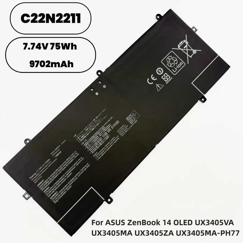 

Новый аккумулятор для ноутбука C22N2211 7.74V 75Wh 9702mAh для ASUS ZenBook 14 OLED UX3405VA UX3405MA UX3405ZA UX3405MA-PH77