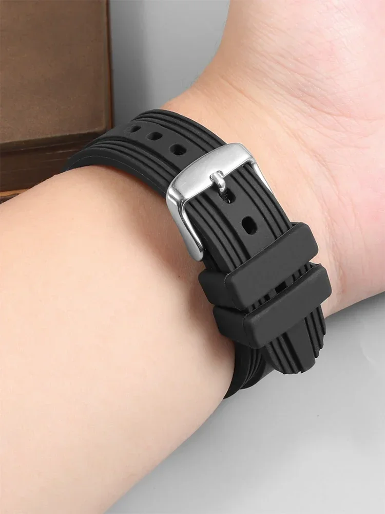 Black High Quality Dust Free Silicone Rubber Watch Strap for Bvlgari Diagono Convex Interface Men Women Waterproof Watchband