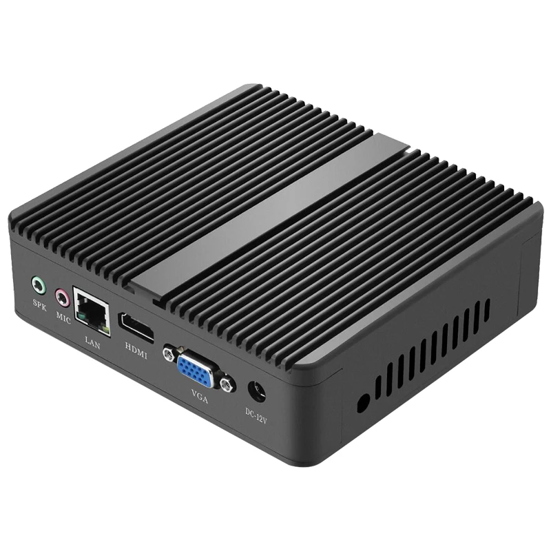 كمبيوتر صناعي صغير بدون مروحة Intel Celeron N2830 يدعم نظام التشغيل Windows 7/8/10 Linux Mini PCIE HDMI VGA 5x USB جيجابت إيثرنت