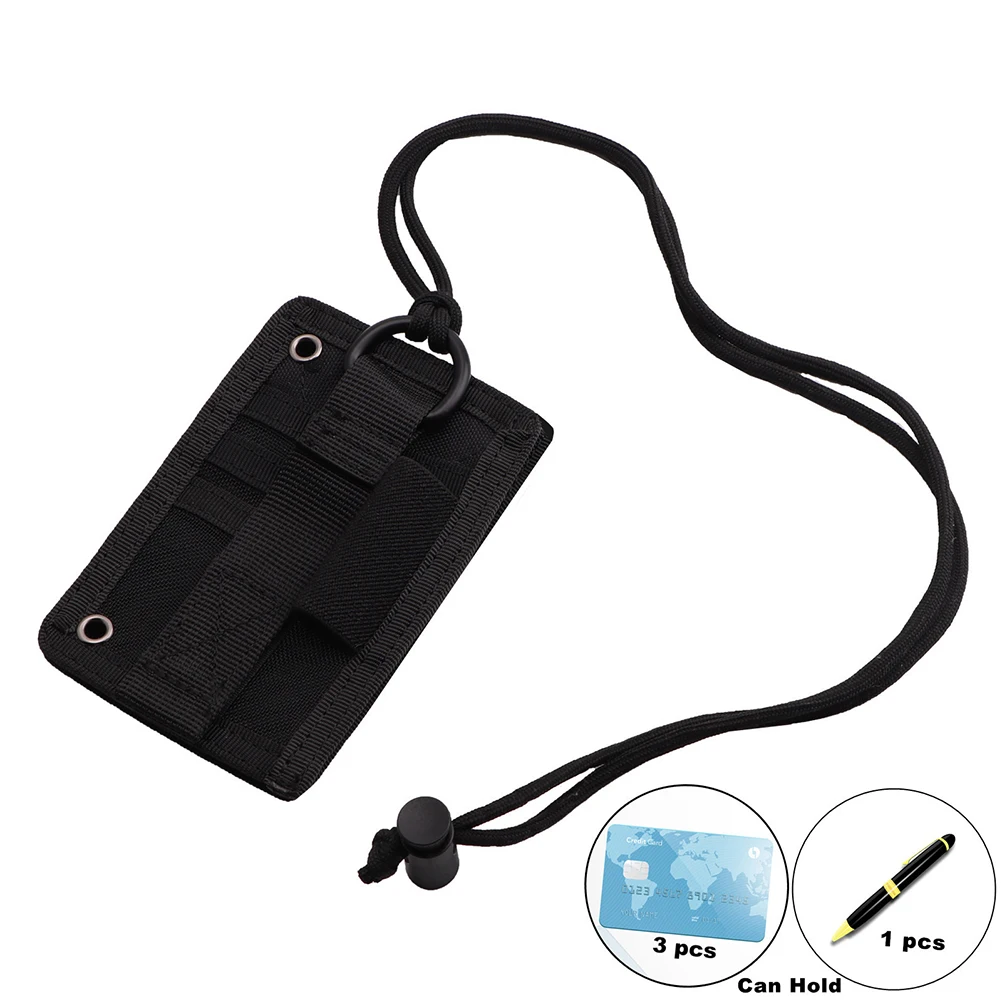 

Id Badge Holder Adjustable Neck Lanyard Nylon For School Id Driver License Business Card Pass Case Black Offices