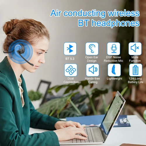 Imagen 2 del producto Auriculares Bluetooth con oreja colgante, auriculares inalámbricos deportivos impermeables con micrófono extraíble Bluetooth 5,3